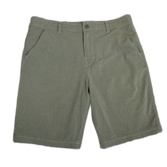 Prana Hybridizer Sage Green Rip Stop Flat Front Active Shorts Sz 34 X 10 - Picture 4 of 16
